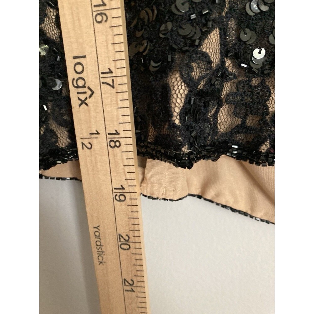 Vtg Andretta Donatello Beaded Sequins Lace Top MEDIUM Sleeveless Black Elegant - Picture 10 of 11